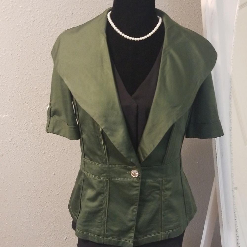 Olive Green Blazer by WHITE HOUSE BLACK MARKET  6